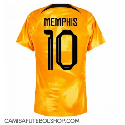 Camisa de time de futebol Holanda Memphis Depay #10 Replicas 1º Equipamento Mundo 2022 Manga Curta